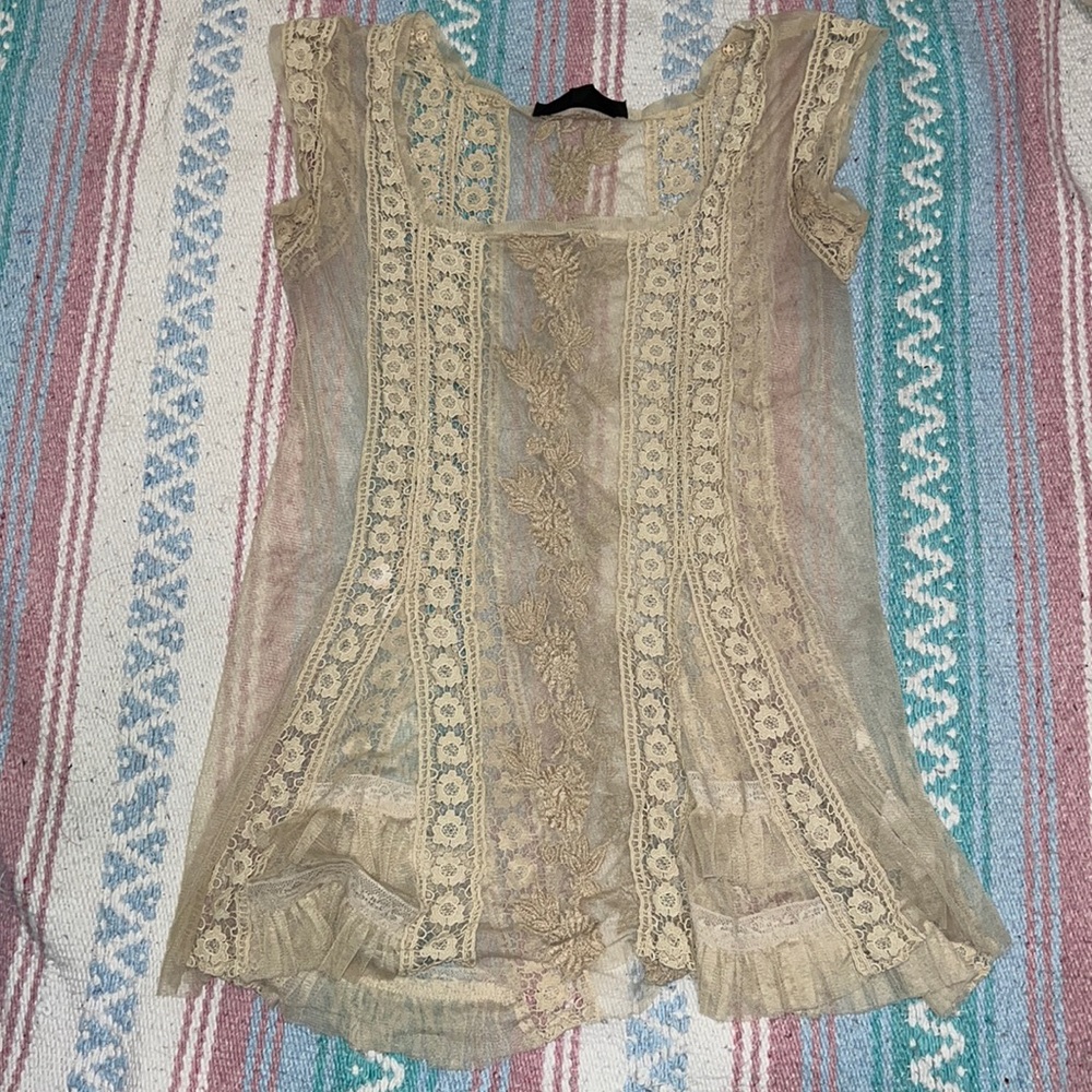 Topshop Petite cream lace blouse